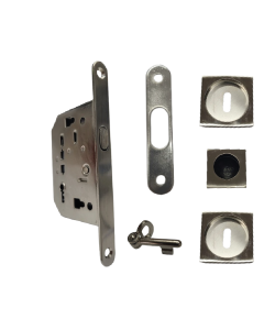 KIT SERRURE Porte Coulissante SC6150KC Satiné Petit Trou CARRE STAP