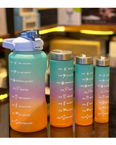 4 Bouteilles d'Eau avec Marqueur de Temps et Filtre - 2000 + 900 + 500 + 300ml