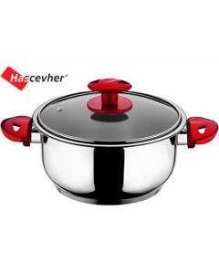 Marmite Haschever - Inox -  rouge -22cm - Turquie