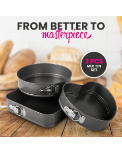 Lot De 3 Moules à Gâteaux Cœur & Rond & Carré