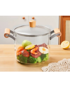 Marmite En Verre 3,5L - Chauffante avec Poignée en Bois 