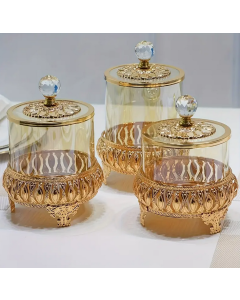 3 Pot à Rangement Multifonctionnel Luxe Doré