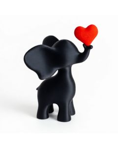 Sculpture Cœur Éléphant Espiègle – Noir et Rouge