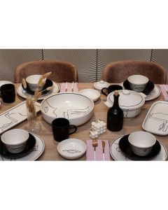 Service à table CERAMICA PLUS ART FACIAL 1707904083-5 42 pièces noir et blanc - Original et pratique.