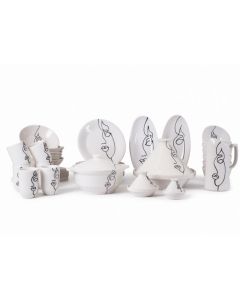 Service à Table Motif Visage – Céramique – 35 pièces