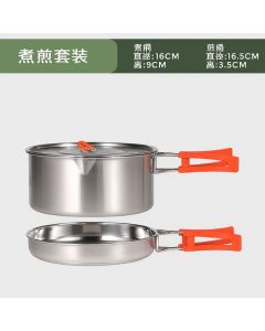 Set cuisine inox 2 en 1 - Compact et léger - Camping