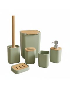 Set d’Accessoires de Salle de Bain - Bamboo Harmony – 6 Pièces - vert pastel