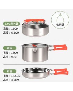 Set cuisine inox 3 en 1 - Camping et plein air