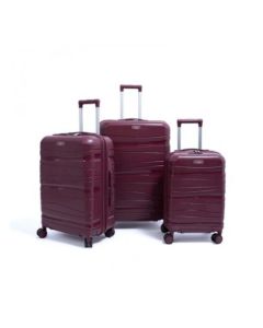 Set de trois valises avec roues démontables -rouge-bordeaux