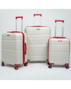 Set de trois valises avec roues démontables -Titou - crème rouge