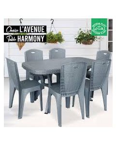 Lot SOTUFAB - table Harmony + 6 chaises L’Avenue gris