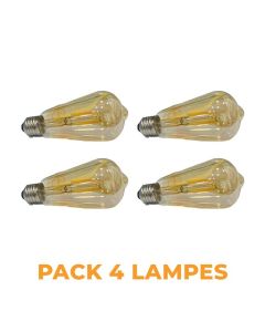 Lot de 4 lampes LED FILLAMENT 4W E27 - PLATINUM