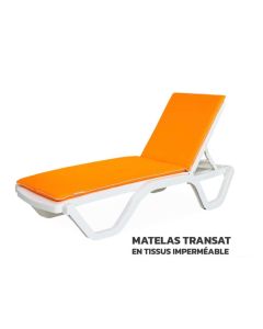 Matelas de transat orange 180x52 cm avec sangles d’attache