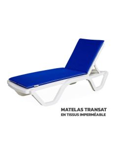 Matelas bain de soleil transat bleu 180x52 cm avec sangles d’attache