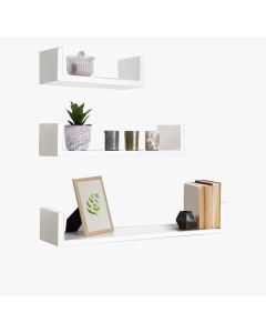 Trio D'étagères Décoratives Murales U Blanc 58x14x15