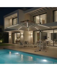 Parasol Velvet 3 x 4 m Beige LED avec Socle