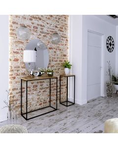 Support pot de fleurs - Acier - noir - 80cm x 30cm