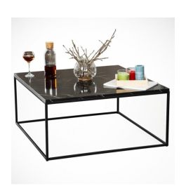 Table basse - Bois mdf - Acier - Noir - h x L x l ( 35 x 60 x 60) cm