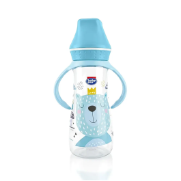 Biberon en plastique avec anse Rose 250ml - Pur - Bébé