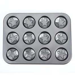 Moule à muffins et cupcakes Anti-adhésif 12 trous - etoile