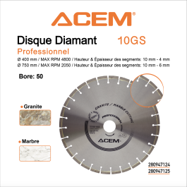 DISQUE DIAMOND 10 GS BORE 50 - 500MM ACEM