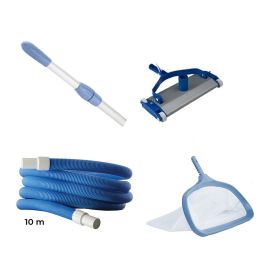 Kit nettoyage pour piscine 4 pcs - manche télescopique 4.8M + tête de balai 35cm + épuisette de fond Shark + Tuyau 10M