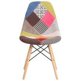 ESPACE HOME - chaise scandinave rembourrée patchwork dsw - dim 46 x 80 x 42 cm-multi couleurs