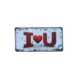Plaque d'immatriculation - Décorative - Vintage - I Love U - 15x30 cm
