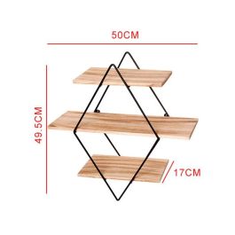Étagère Murale - Déco - Métal Bois - losange - 50 cm