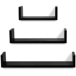 3 étagères décoratives - Murales - Forme U - Noir