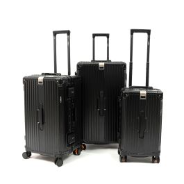 Set de 3 Valises Rigides Premium Noir Mat Titou 8712 – 4 Roues 360°, Serrures à Code