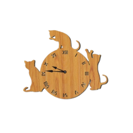 Horloge murale en bois - Cat wall clock