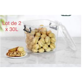 SOTUFAB - Pack de 2 big box - carré - 30 litres - transparent