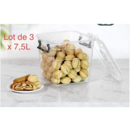 SOTUFAB - Pack de 3 big box - carré - 7.5 litres - transparent