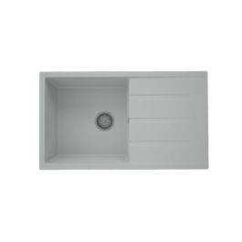 Évier Cuisine Granit ZETA - 1 Bac + Égouttoir Gris Métallique 86*50 PREMIUM