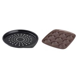 Plat Mini Pizza 9 Cavités + Plat a Pizza Métal 30cm - Pyrex Set Pizza