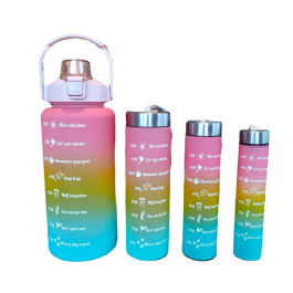 4 Bouteilles d'Eau avec Marqueur de Temps et Filtre - 2000 + 900 + 500 + 300 ml bleu move