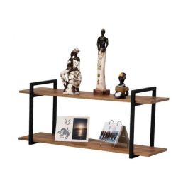 Étagère murale - Bois mdf et Acier Noir - H x L x P(40x80x20)cm