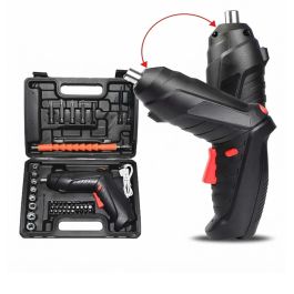 Kit Tournevis Électrique Rechargeable 3.6V 46 Pièces Poignée Pivotante