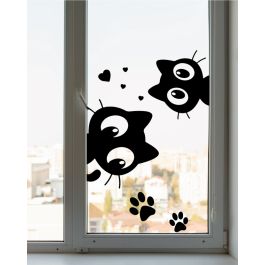 Sticker mural Artzy Chat Fenêtre D: 40x60 cm