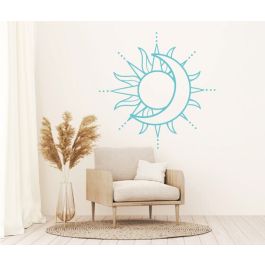 Sticker mural Lune Soleil Artzy - 57x57 cm - Bleu Pastel