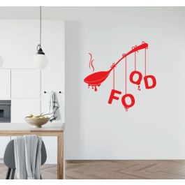 Sticker mural Cuisine Cuillère Artzy - 57x58 cm - Rouge