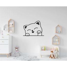Sticker mural Enfant Chat Artzy - 57x41 cm - Noir