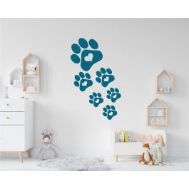 Sticker mural Enfant Chat Artzy - 57x15 cm - Bleu Vert