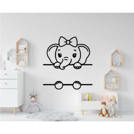 Sticker mural Enfant Éléphant Animal Artzy - 57x53 cm - Rose