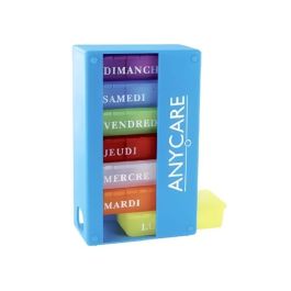 Pillulier Semainier Anycare Bleu - Organisation Médicaments