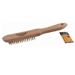 Brosse métallique manche en bois 4 lignes 410103 - HOTECHE