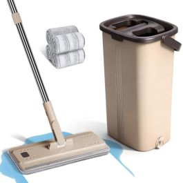 Balai serpillière avec seau + 4 Serpillière en microfibre