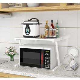 Étagère four micro-ondes - Bois et Acier - Blanc - H x L x P(37x57x38)cm du form Z