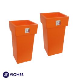 Lot de 2 Pots Linéa carré haut 15x15x27 cm VIOMES-Orange